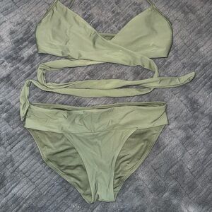 Aerie Sage Green Wrap Bikini Set